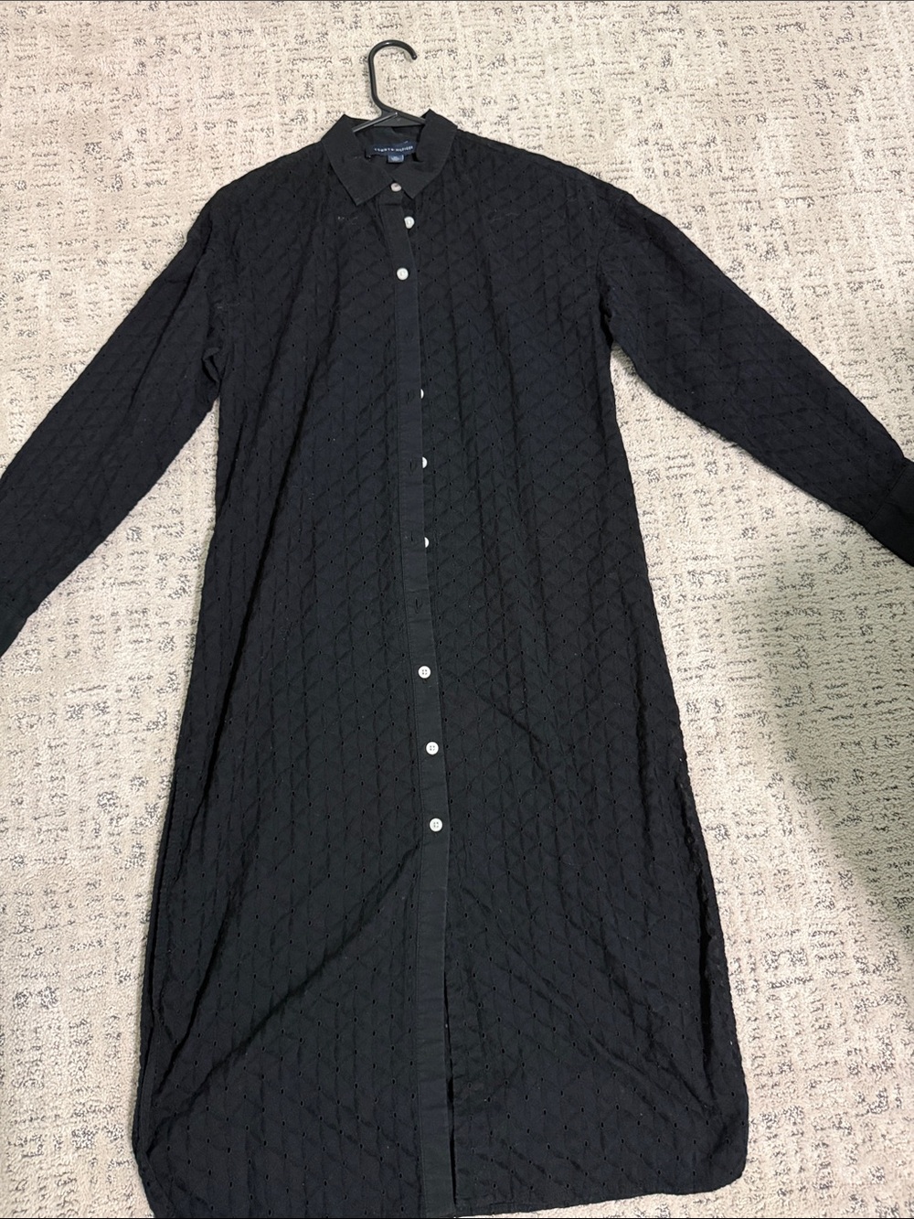 Tommy Hilfiger Black Quilted Midi Shirt Dress